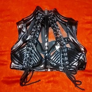 Dolls Kill Festival Rave EDM Bondage Harness Top black Size M